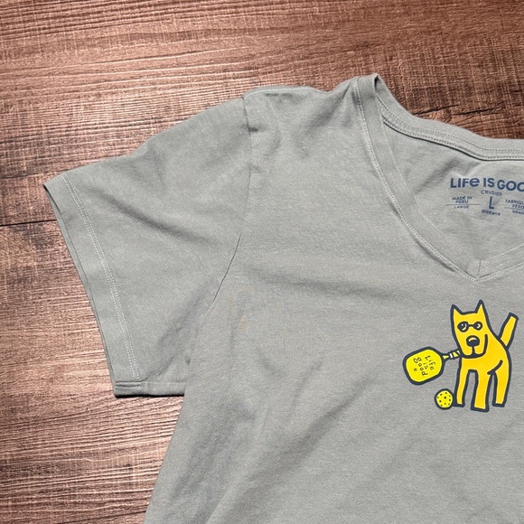 Life Is Good Kids Shirt in Light Blue with Yellow Cat Graphic - Picture 2 of 6